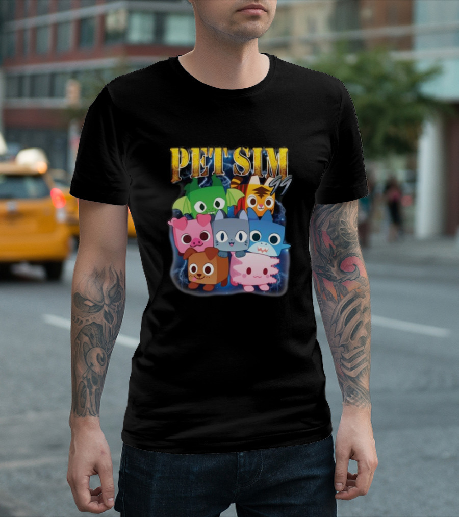 Pet Sim Ninety Nine Cute Animal Characters with GG T-Shirt
