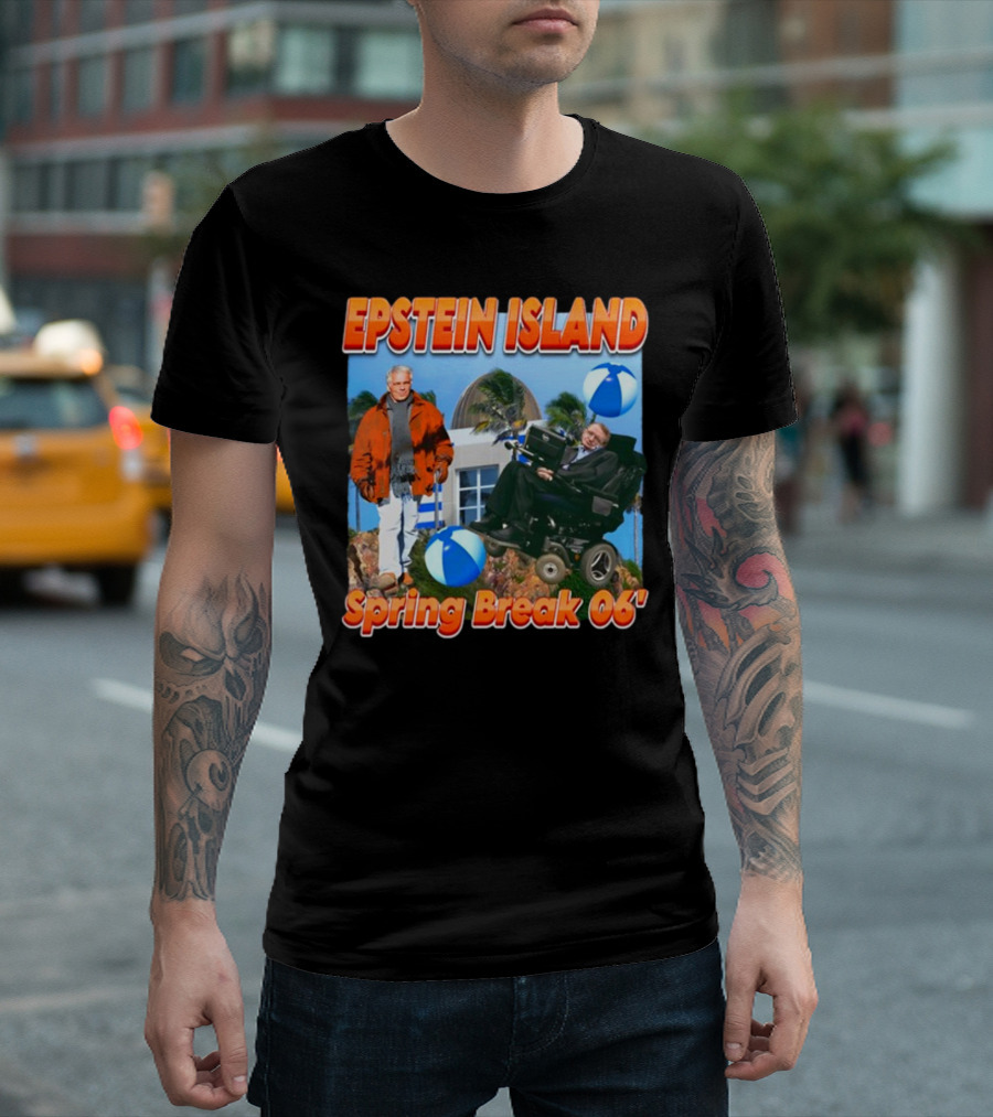 Epstein Island Spring Break 06 Funnyahhtees Beach Balls and Scenic Backdrop T-Shirt