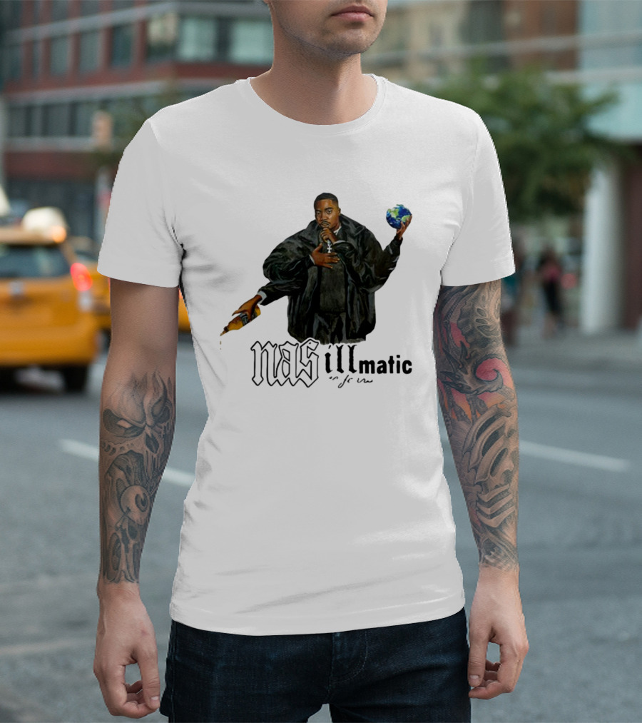 Nasirjones Illmatic 30 Years Globe and Wine T-Shirt