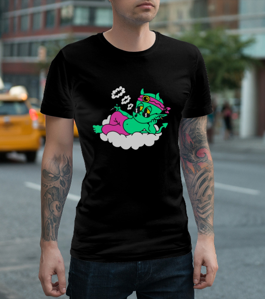 Supermega Funny Brothers Devils Lettuce Smoking Cartoon Demon Cloud T-Shirt