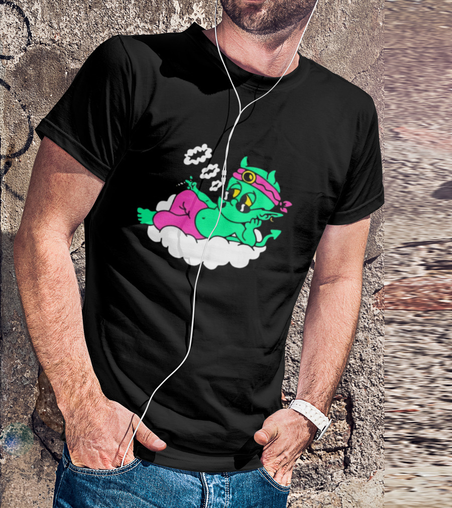 Supermega Funny Brothers Devils Lettuce Smoking Cartoon Demon Cloud T-Shirt