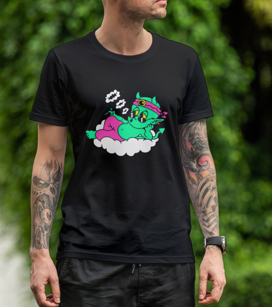 Supermega Funny Brothers Devils Lettuce Smoking Cartoon Demon Cloud T-Shirt