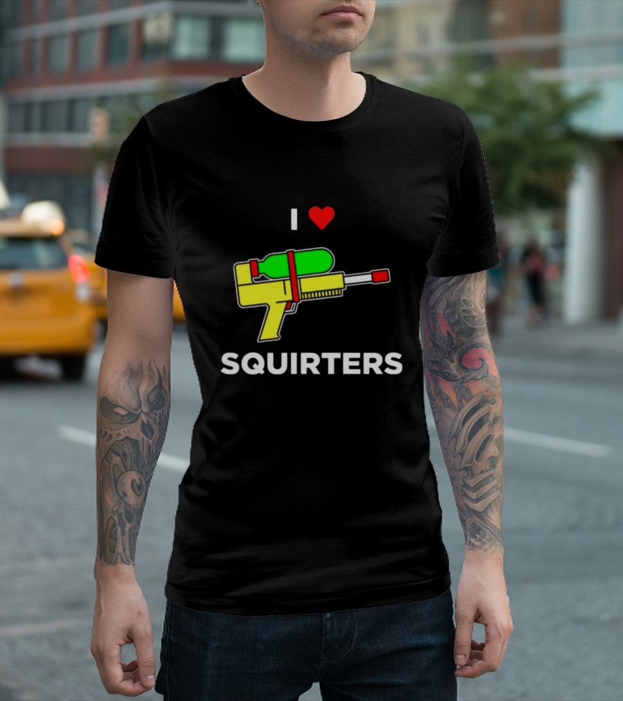 Justin Danger Nunley I Love Squirters Water Gun T-Shirt