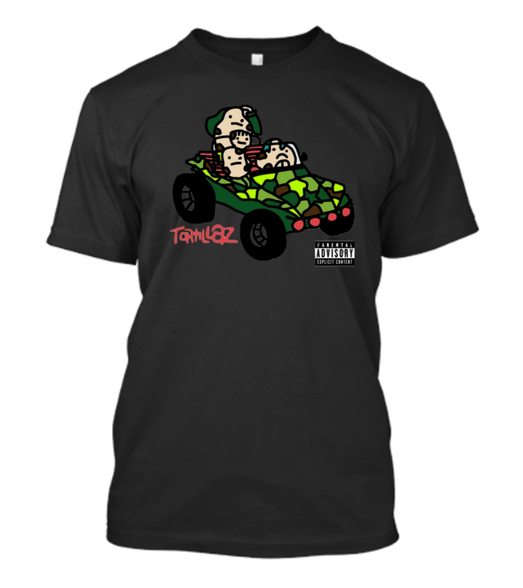 Tortillaz Wrap Music Parody With Cartoon Characters In Camouflage Vehicle T-Shirt