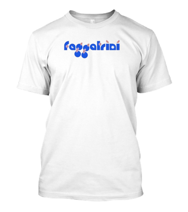 Faggatrini Cherry-Inspired Text With Blue And Red Accents T-Shirt