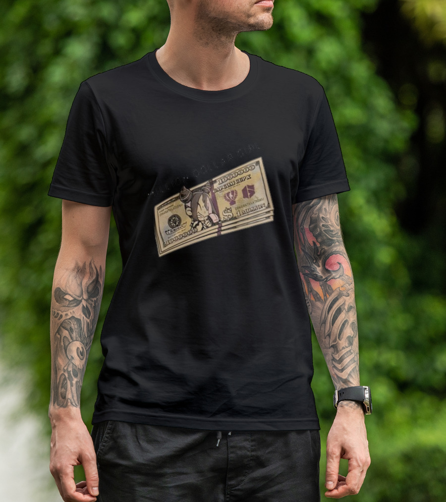 Million Dollar Girl Cartoon Stack Of Cash Capitalism Vulture Currency T-Shirt