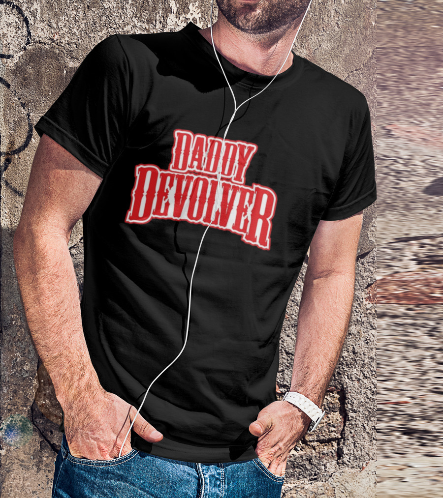 Daddy Devolver Red Western Typography T-Shirt