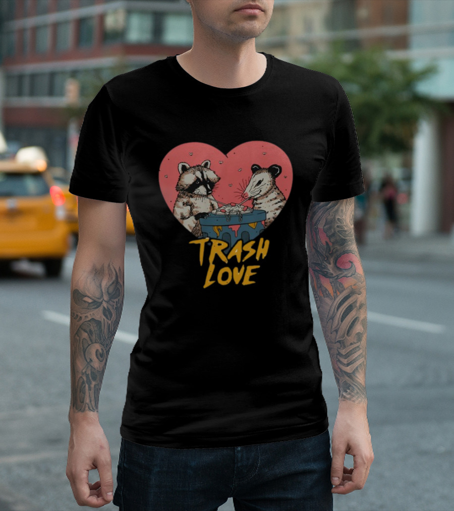 Five Below Trash Love Raccoon Possum Heart T-Shirt