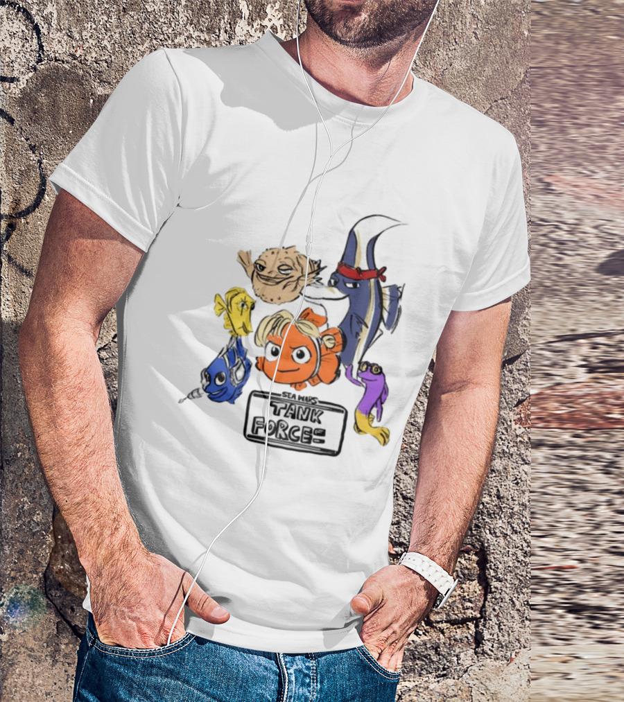 Sea Wars Tank Force Cartoon Fish Characters T-Shirt