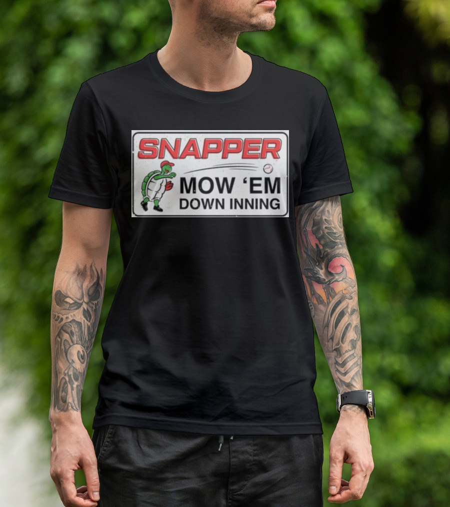 Snapper Mow 'Em Down Inning Baseball Turtle T-Shirt