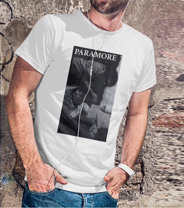 Paramore Black And White Band Photo Trio Lying Down T-Shirt