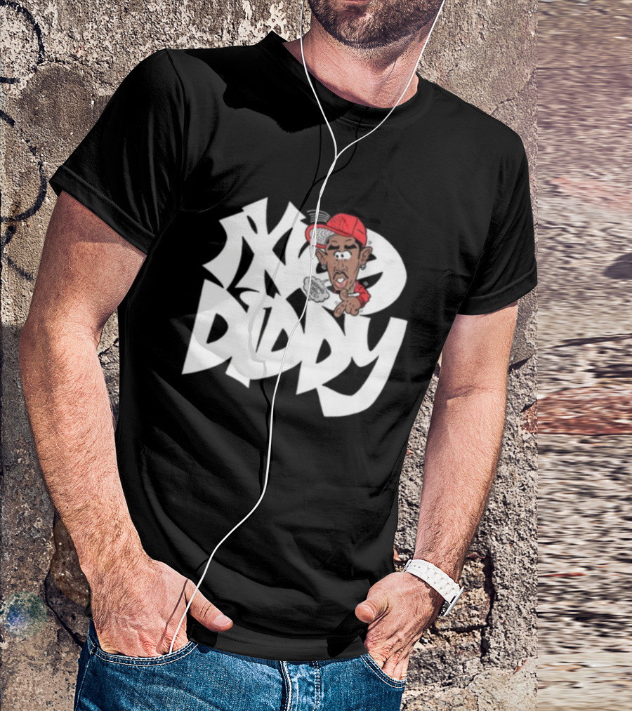 Bad Boy Red Cap Diddy With Graffiti Style Text And Cartoon Character T-Shirt