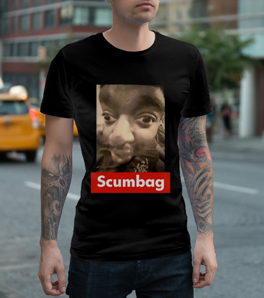 Scumbag Distorted Face Black and White Photo T-Shirt