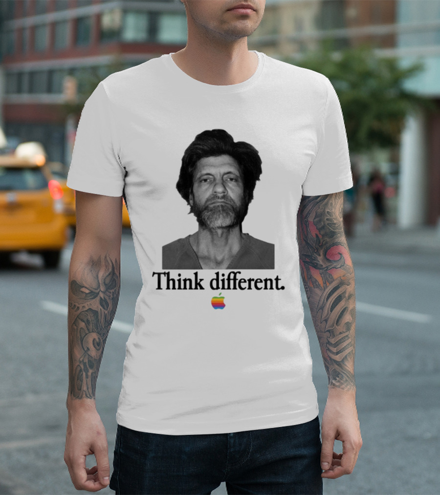 Uncle Ted Think Different Apple Parody with Rainbow T-Shirt