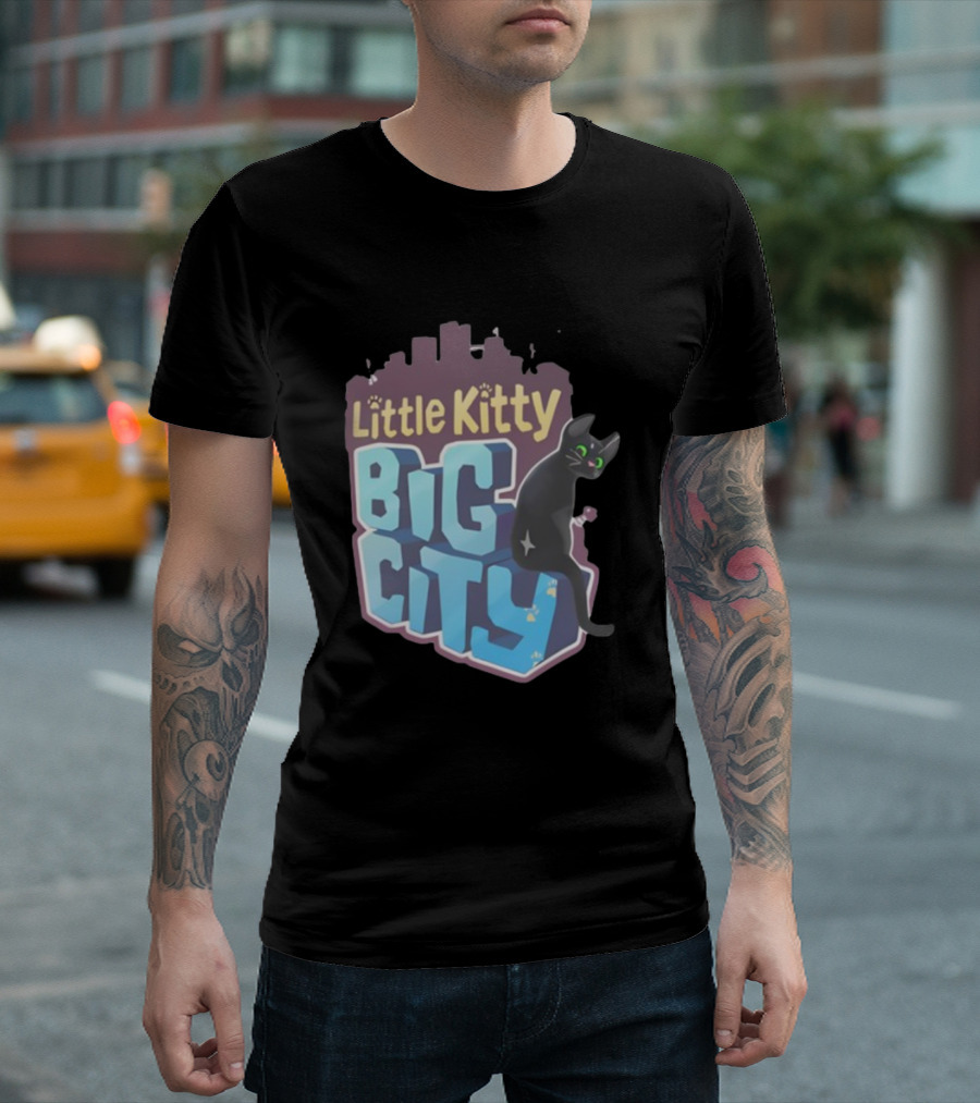 Little Kitty Big City Playful Cat Adventure T-Shirt