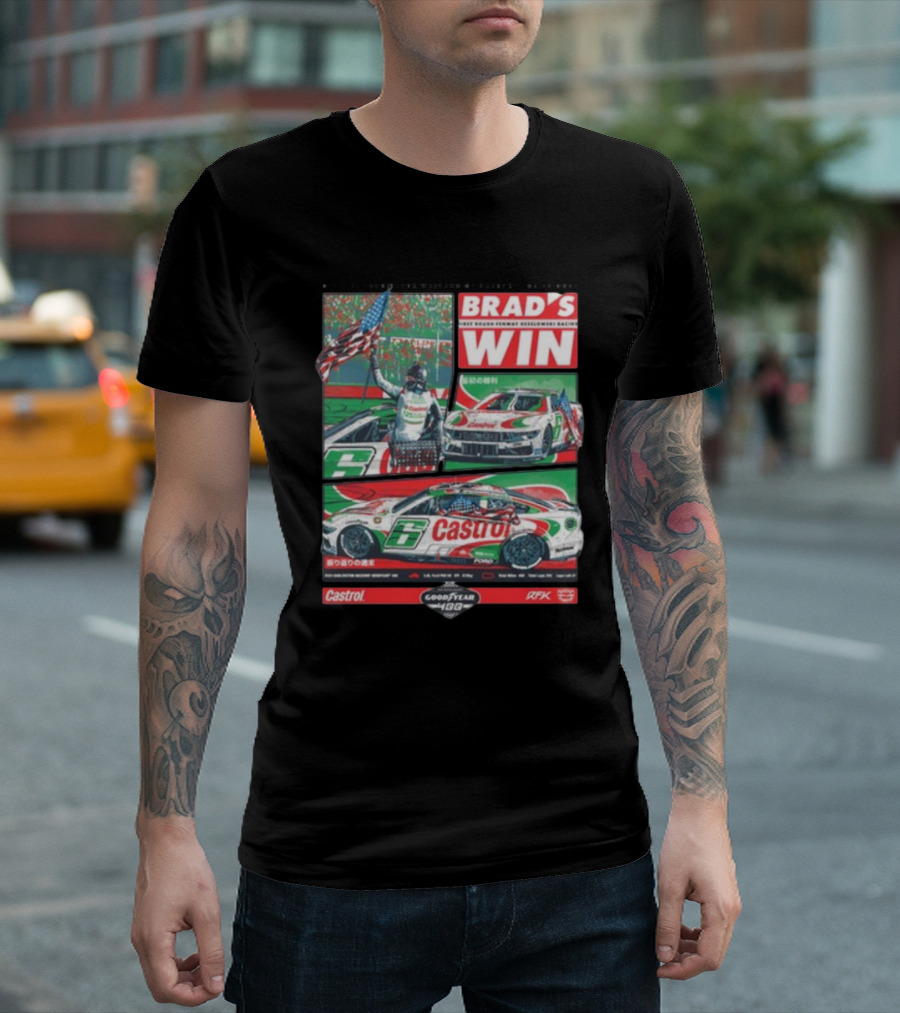 Brad's Win RFK Racing Castrol Ford 2024 Darlington Goodyear 1960 NASCAR Cup T-Shirt