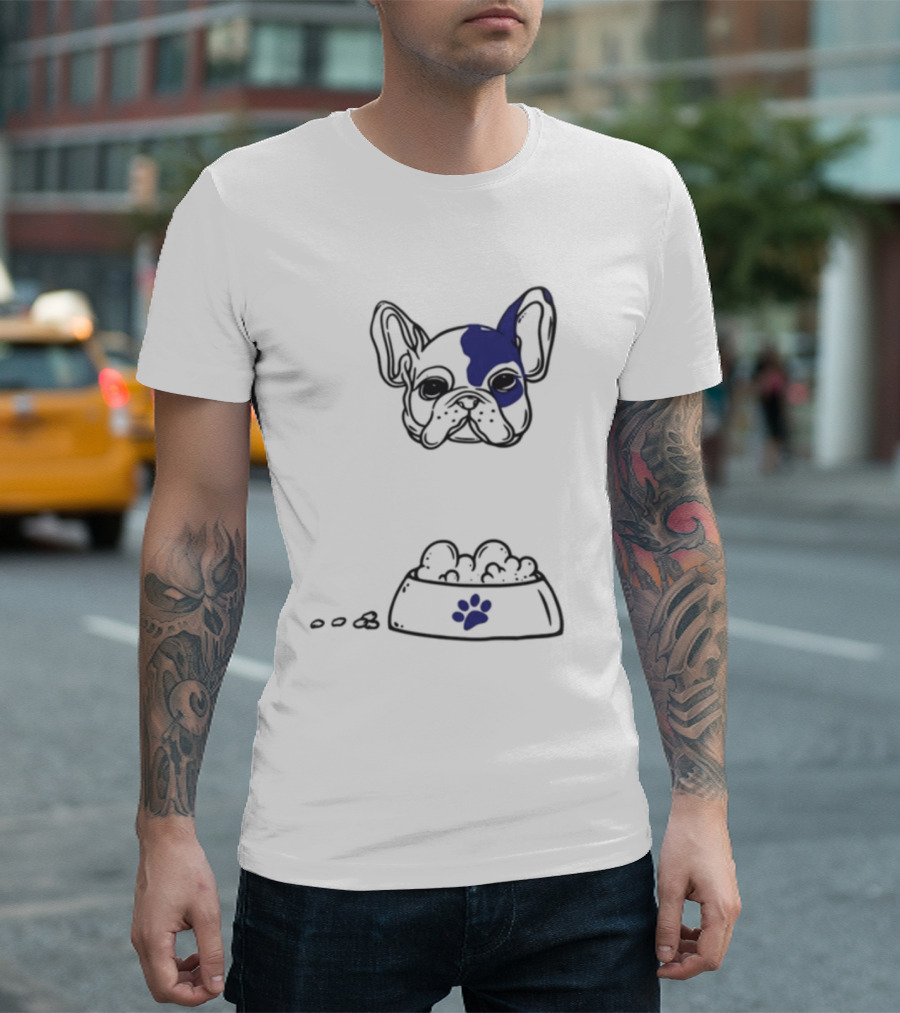 Dog Don't Play With My Food French Bulldog and Paw Print Bowl T-Shirt