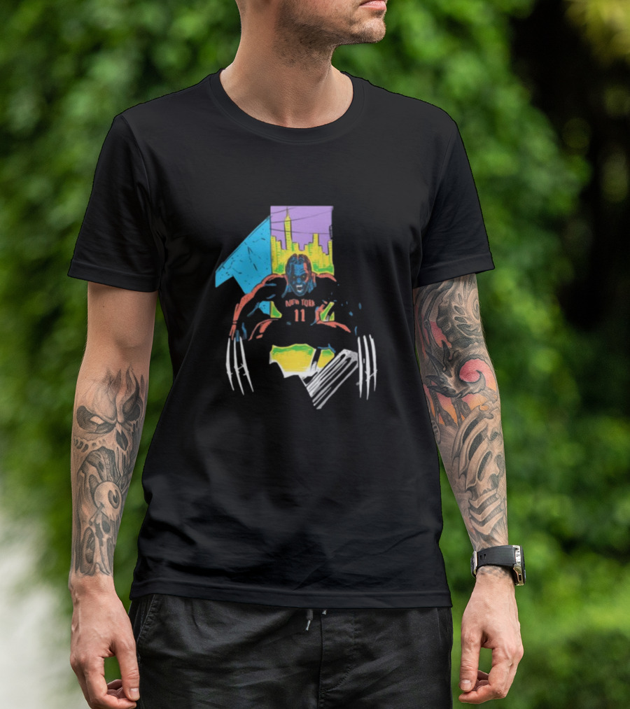 New York Wolverine Brunson Basketball Claws Skyline T-Shirt