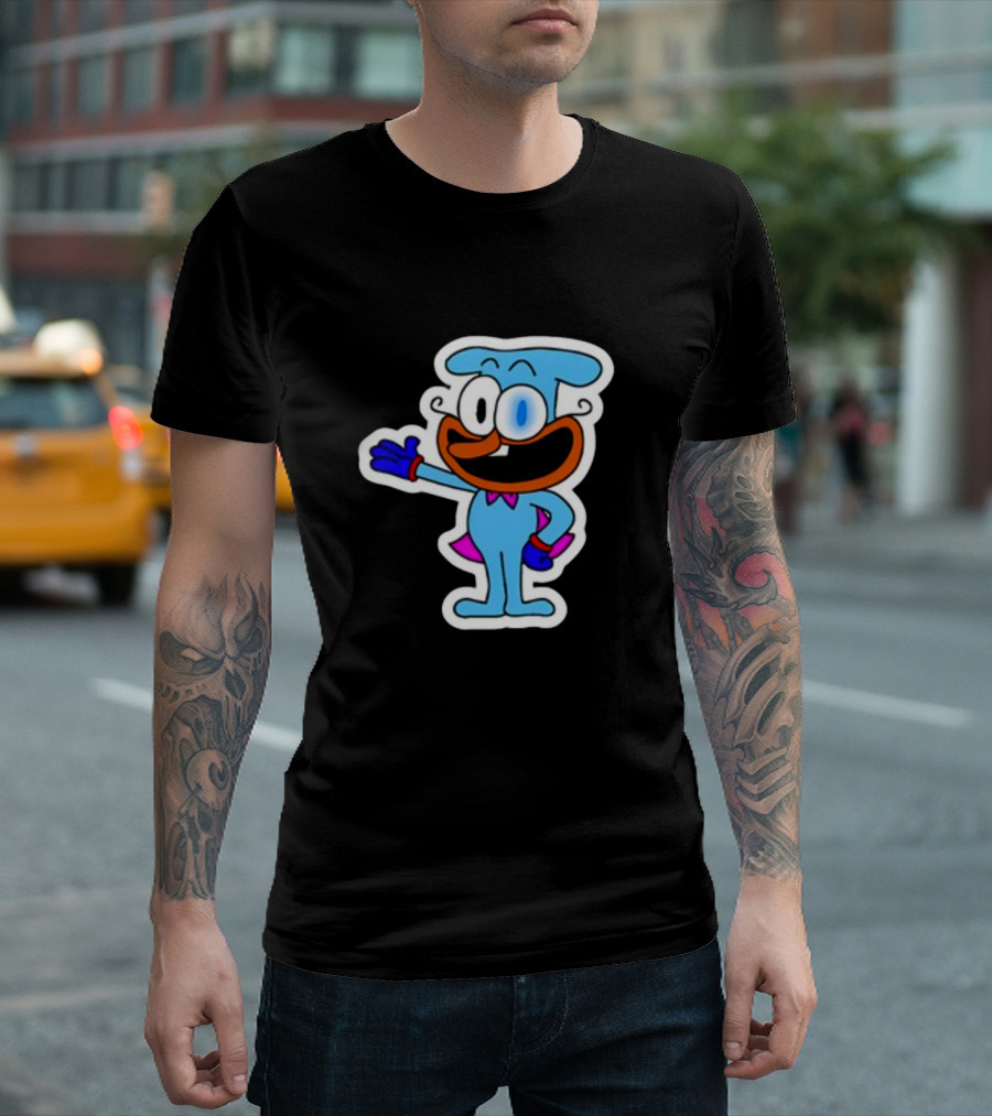Soomlarr The Doise Animated Character with Blue Outfit and Orange Face T-Shirt