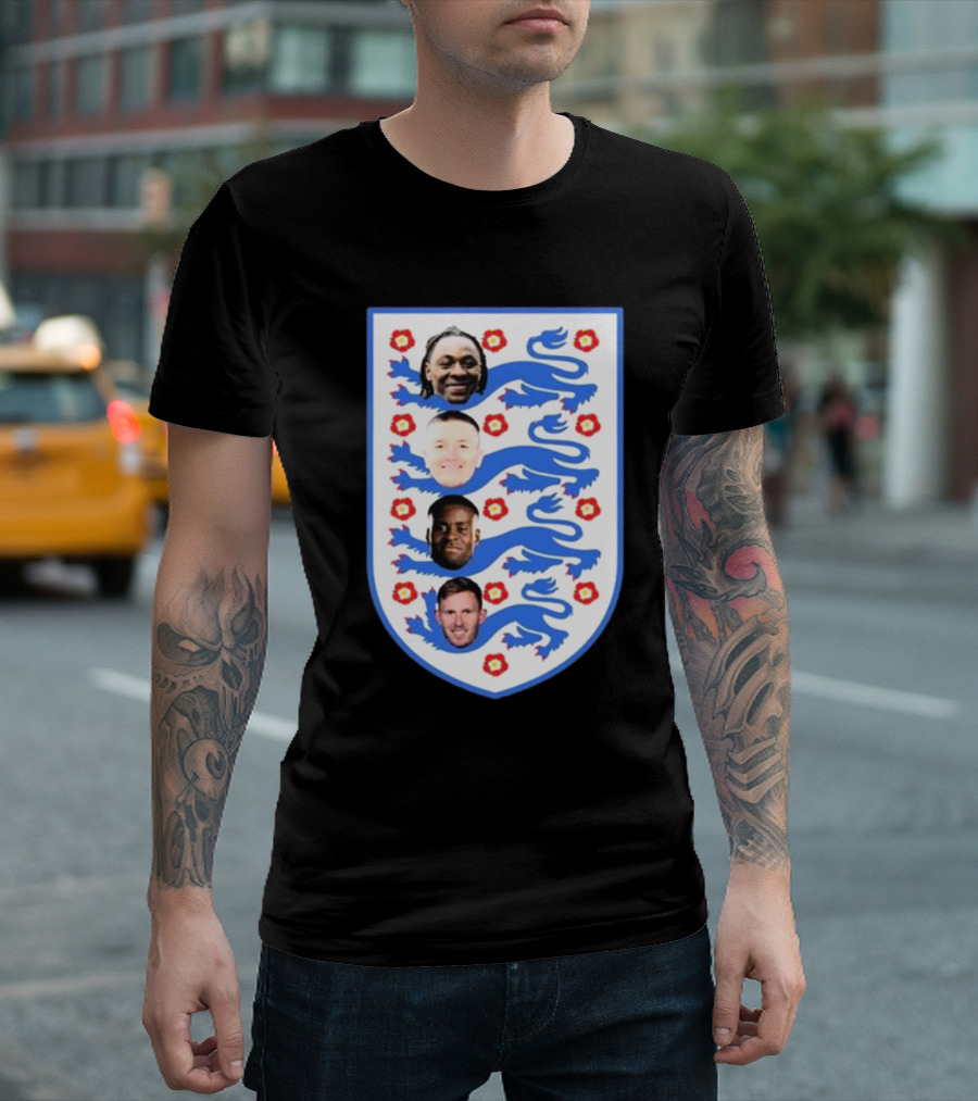 Four Lions Omari Patrick Marc Guehi England Team Football Emblem T-Shirt