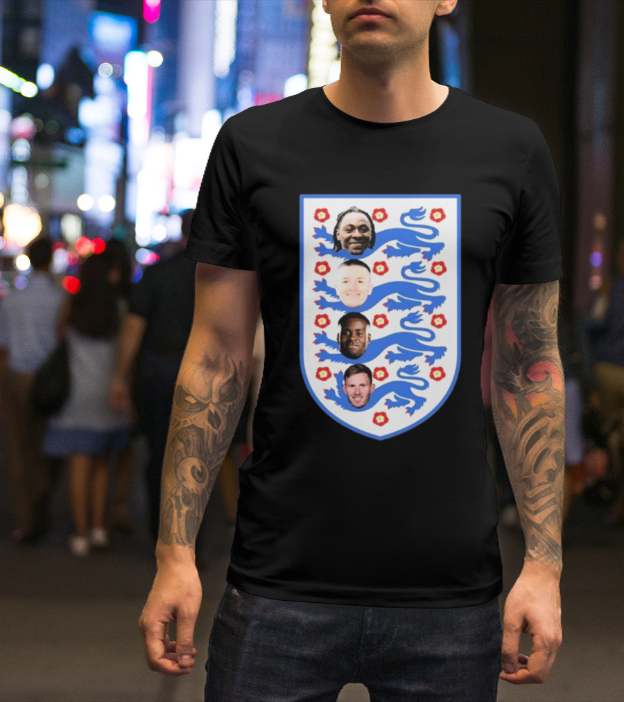 Four Lions Omari Patrick Marc Guehi England Team Football Emblem T-Shirt
