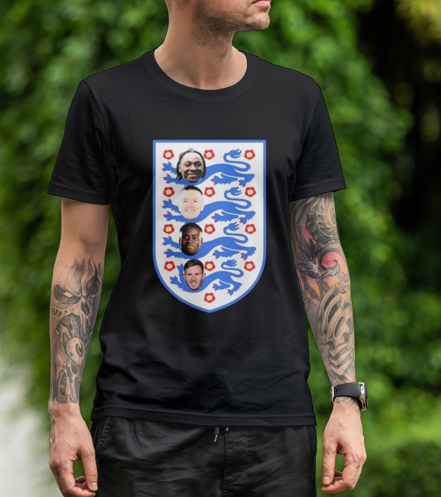 Four Lions Omari Patrick Marc Guehi England Team Football Emblem T-Shirt
