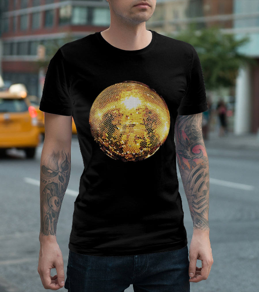 Gold Disco Ball Vintage 90s Shine Reflective Party T-Shirt