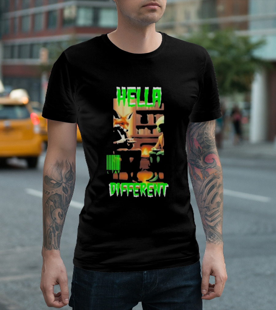 Hella Different Fox and Alien Enjoying a Spot of Tea T-Shirt