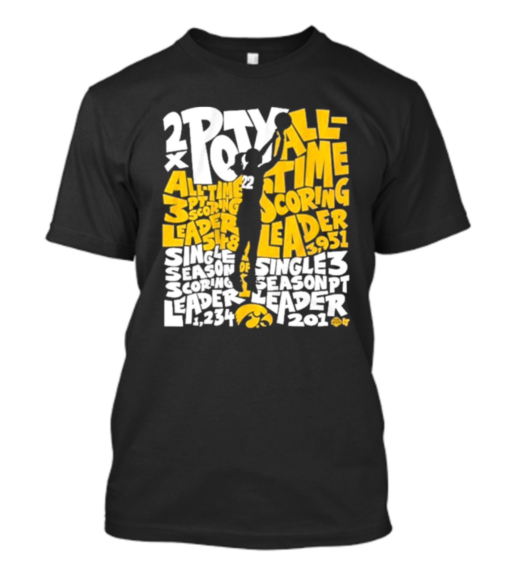 Caitlin Clark 2x POY All-Time Scoring Leader Iowa Single Season 3 Pt Leader T-Shirt