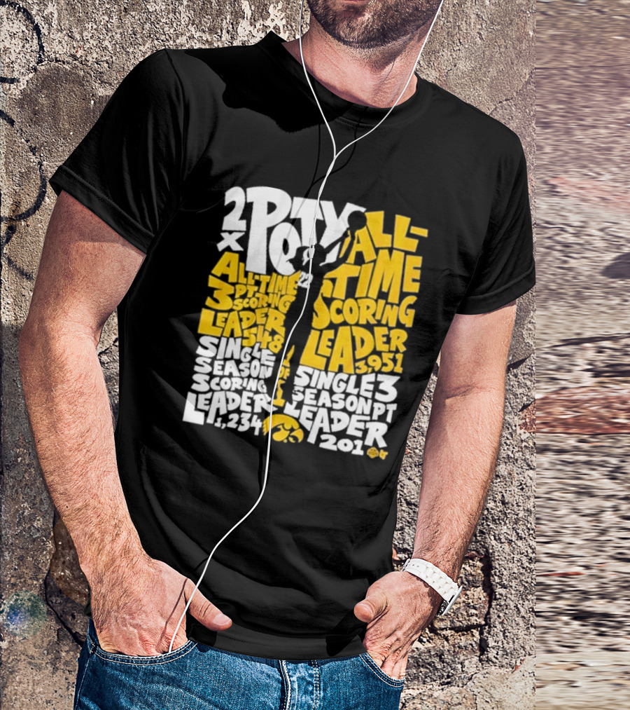Caitlin Clark 2x POY All-Time Scoring Leader Iowa Single Season 3 Pt Leader T-Shirt
