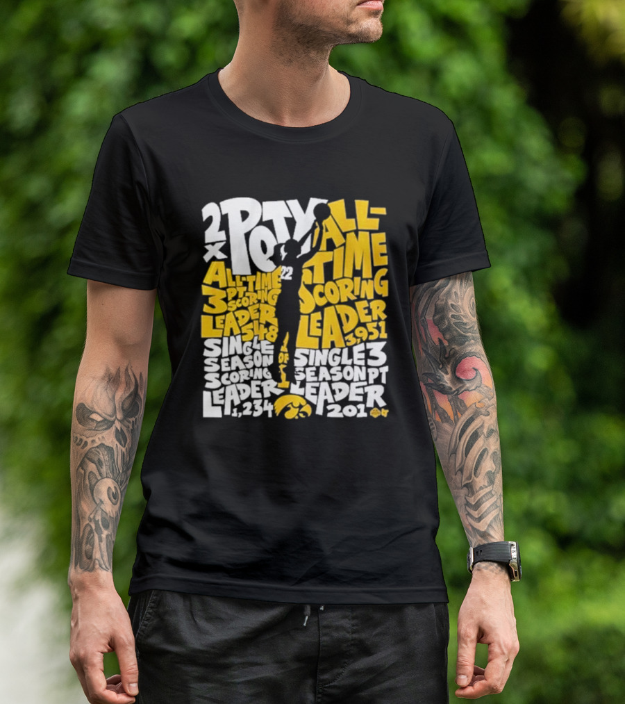 Caitlin Clark 2x POY All-Time Scoring Leader Iowa Single Season 3 Pt Leader T-Shirt