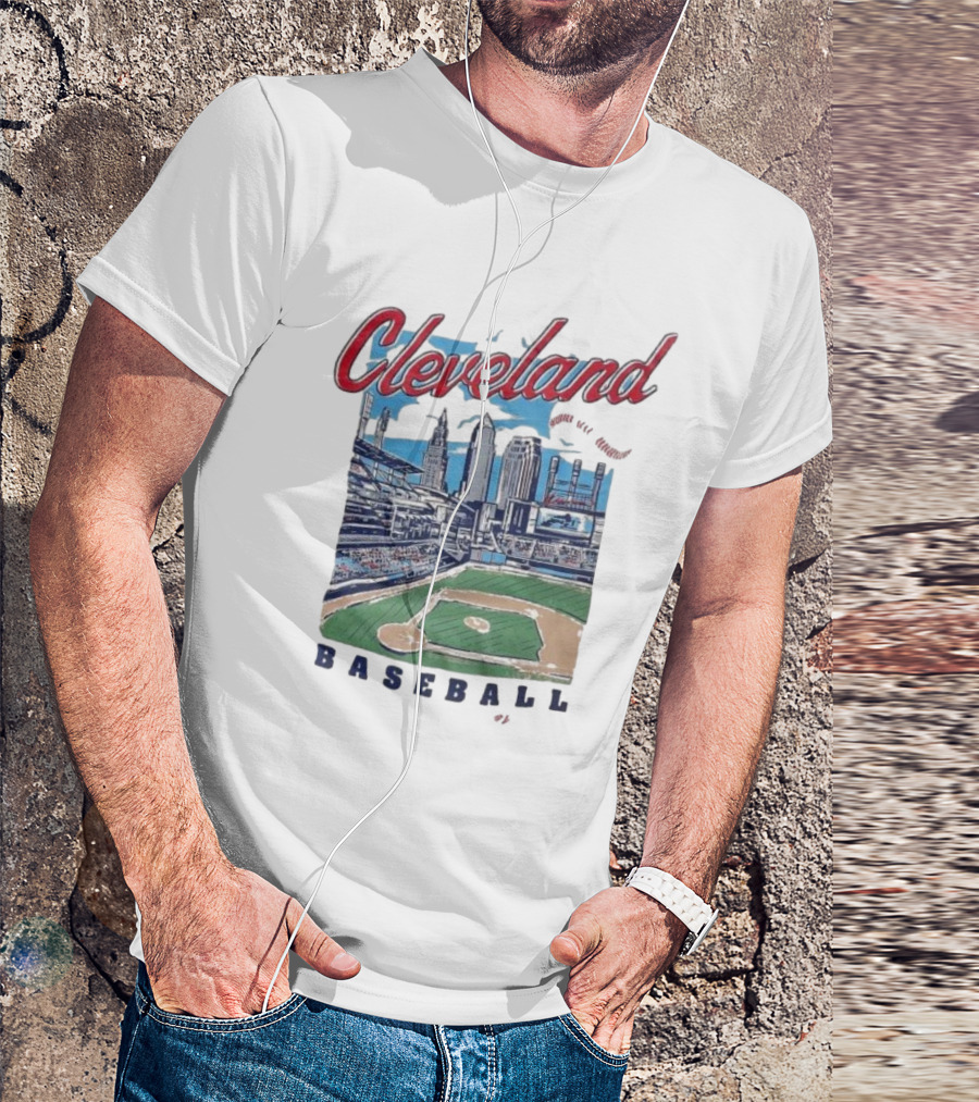 Cleveland Baseball Skyline Stadium Scene T-Shirt