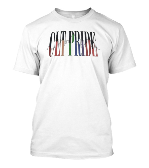 CLT Pride City Colorful Skyline Text T-Shirt