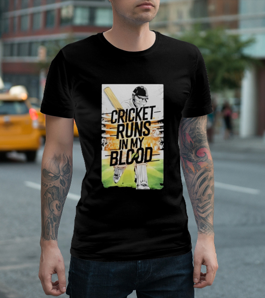 Cricket Runs In My Blood Batting Passion T-Shirt