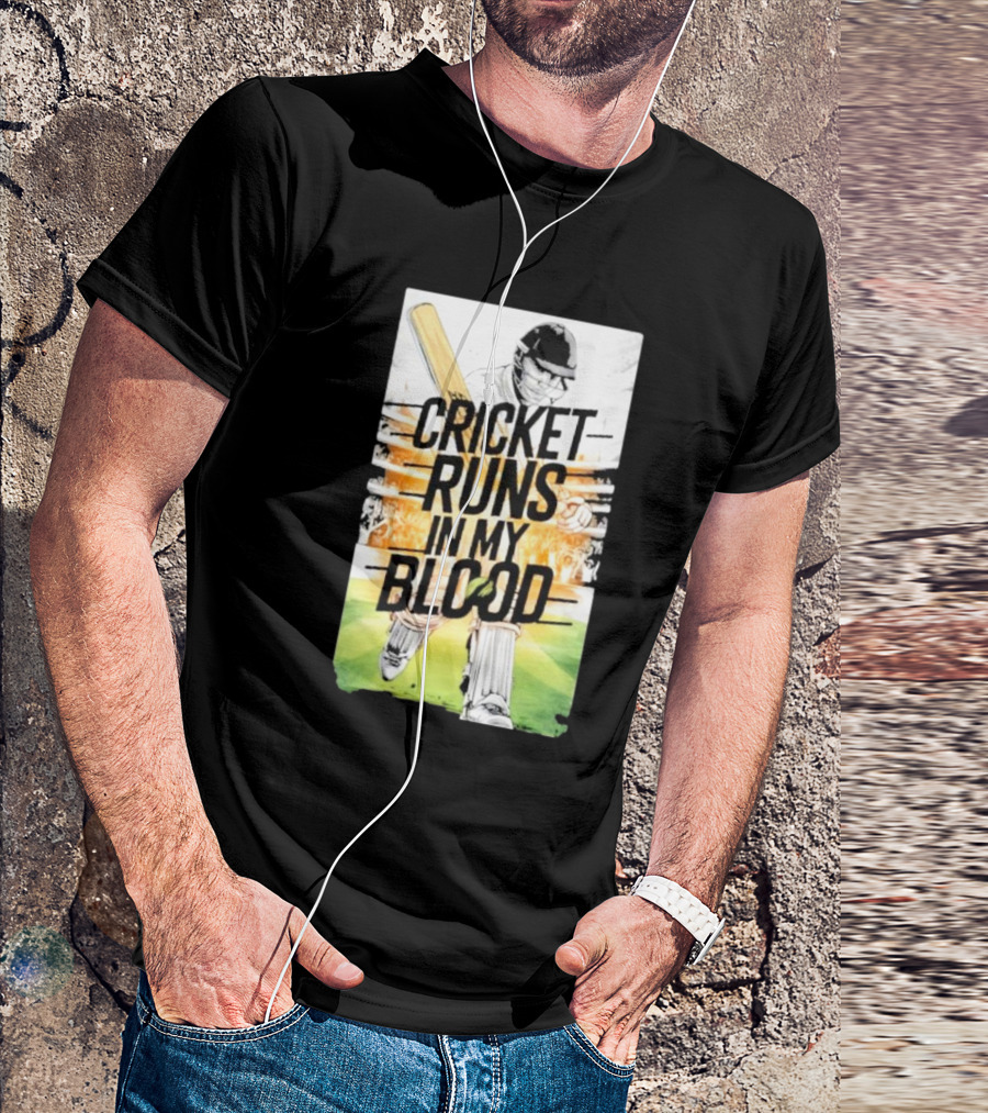 Cricket Runs In My Blood Batting Passion T-Shirt