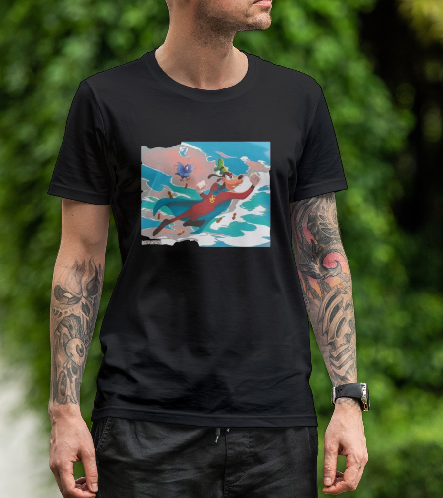 Disney Lorcana Super Goof Flying Hero Dog Adventure With Blue Bird Companion T-Shirt