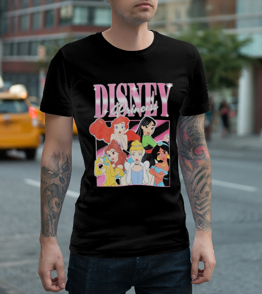 Disney Princess Group Ariel Belle Cinderella Jasmine Mulan T-Shirt