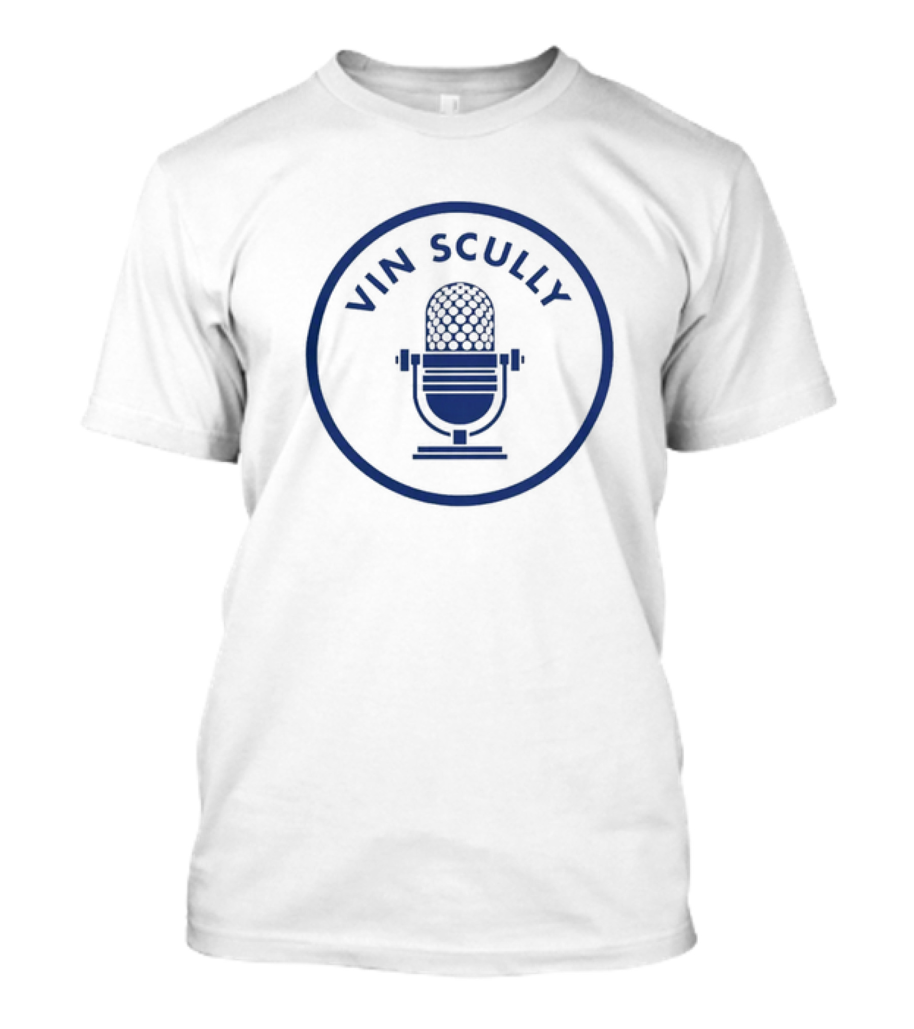 Vin Scully Microphone Blue T-Shirt