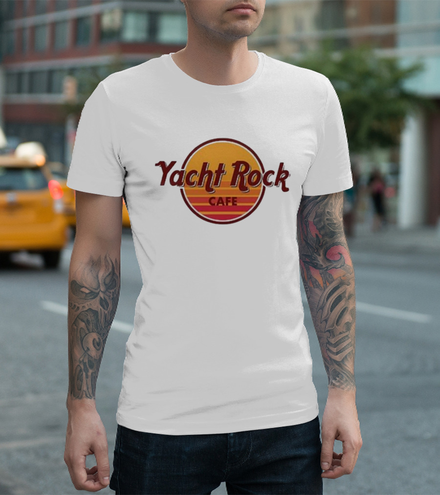 Yacht Rock Cafe Retro Sunset Circle T-Shirt
