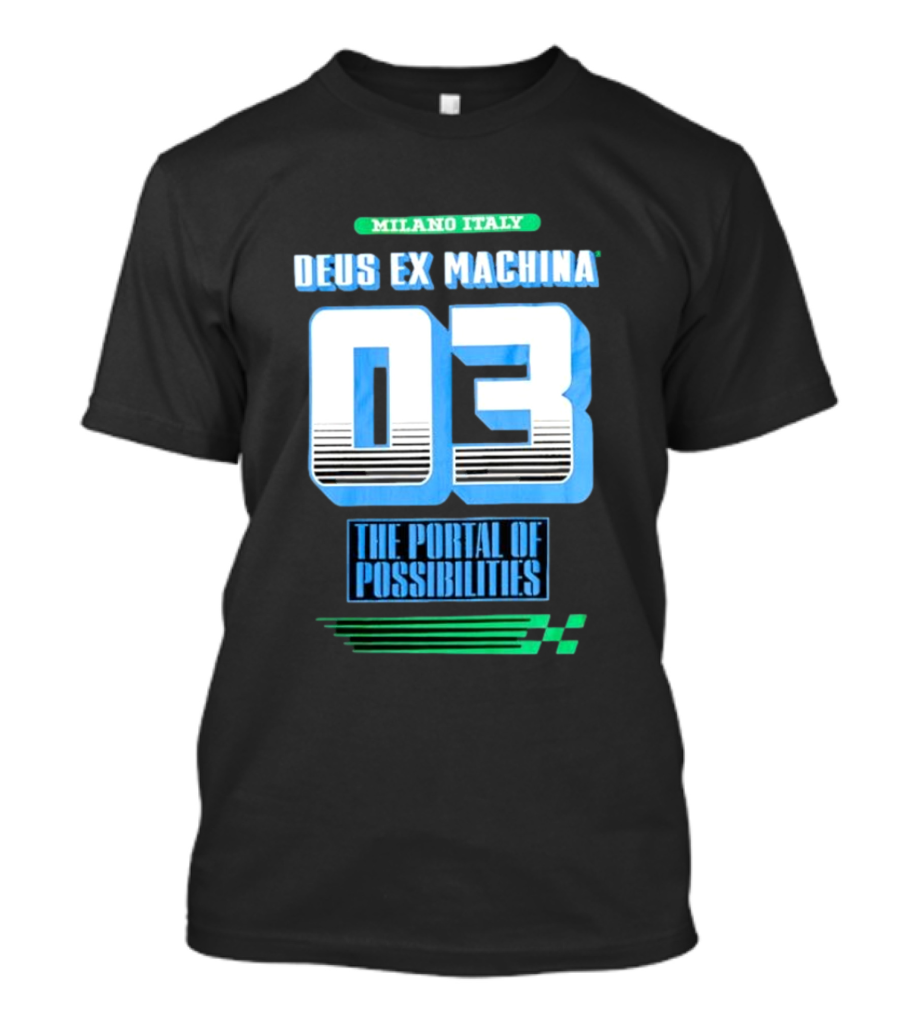 Milano Italy Deus Ex Machina 03 The Portal Of Possibilities Racing Number T-Shirt
