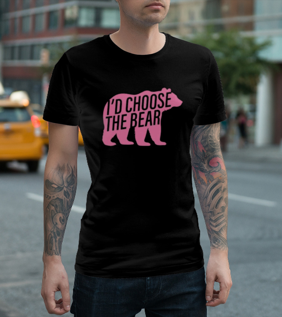 Confettirebels Pink Bear Silhouette I’d Choose The Bear T-Shirt