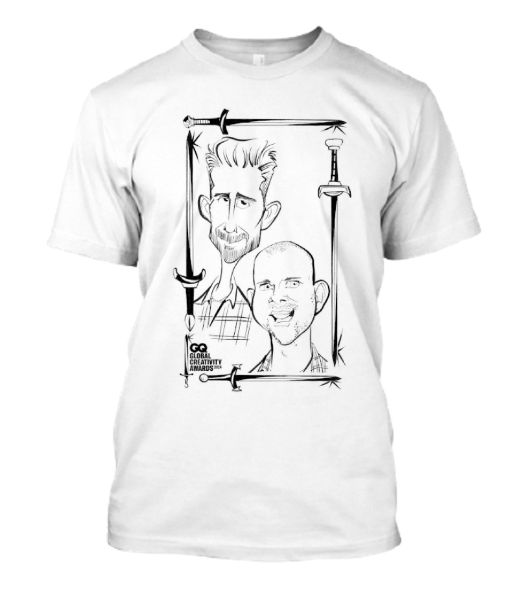 GQ Global Creativity Awards 2024 Caricature With Swords T-Shirt
