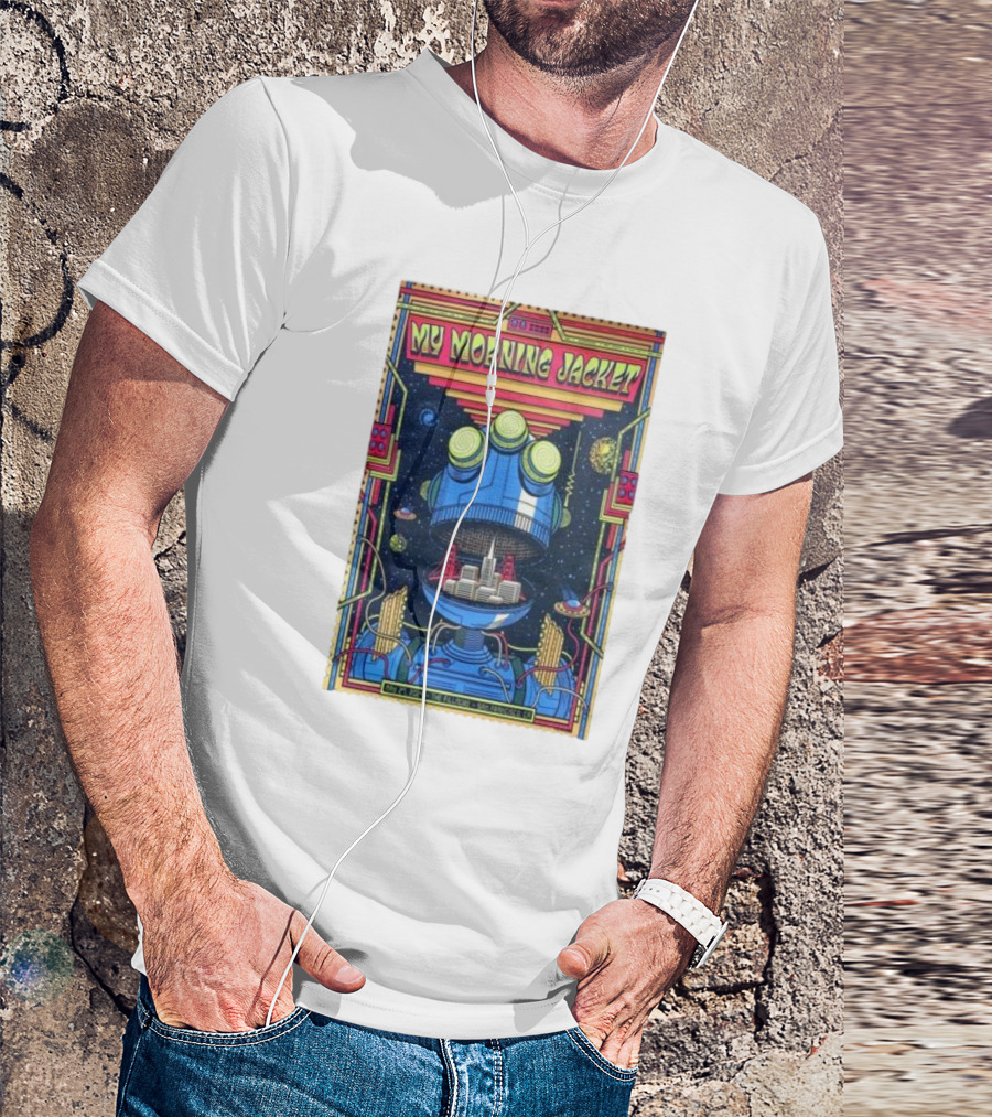 My Morning Jacket The Fillmore San Francisco May 27 2024 Psychedelic Robot Cityscape T-Shirt