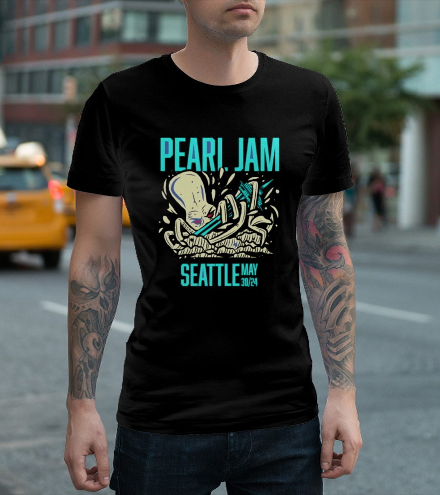 Pearl Jam May 30 2024 Deep Sea Diver Seattle Squid T-Shirt