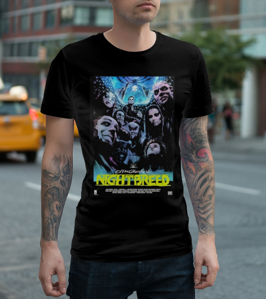 Clive Barker's Nightbreed Horror Film Characters Poster with Nightbreed Title T-Shirt