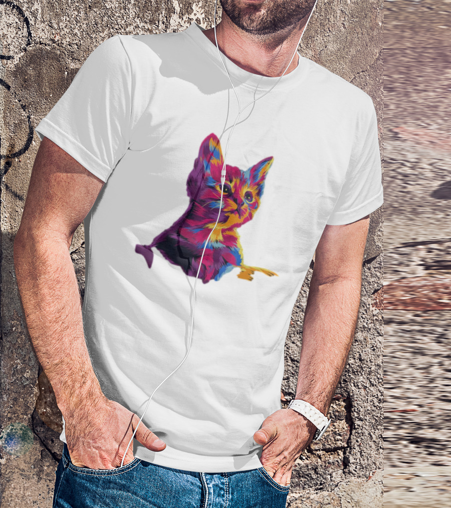 Kitten Colorful Art For Cat Lovers T-Shirt
