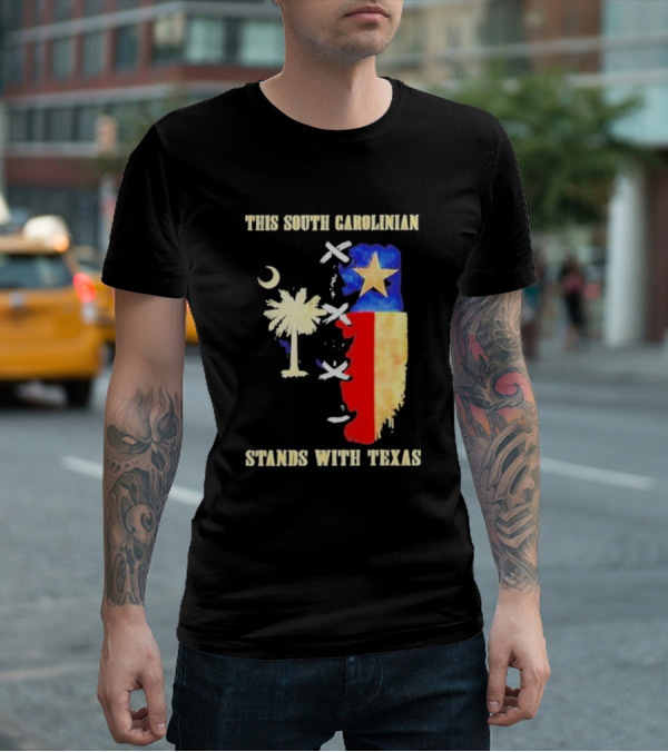 This South Carolinian Supports Unity With Texas Featuring State Symbols And Crescent Moon T-Shirt