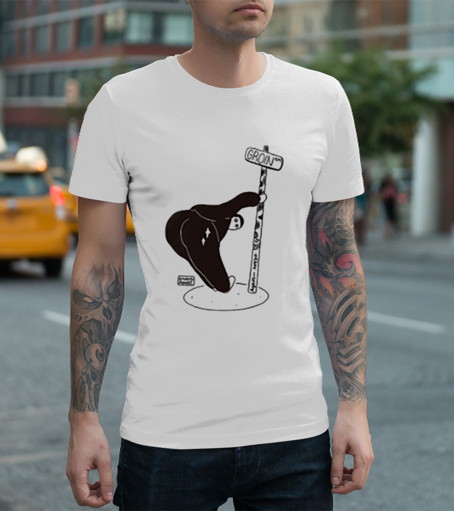 Groin Street Sign With Bandaged Steak Character By Rpwp T-Shirt