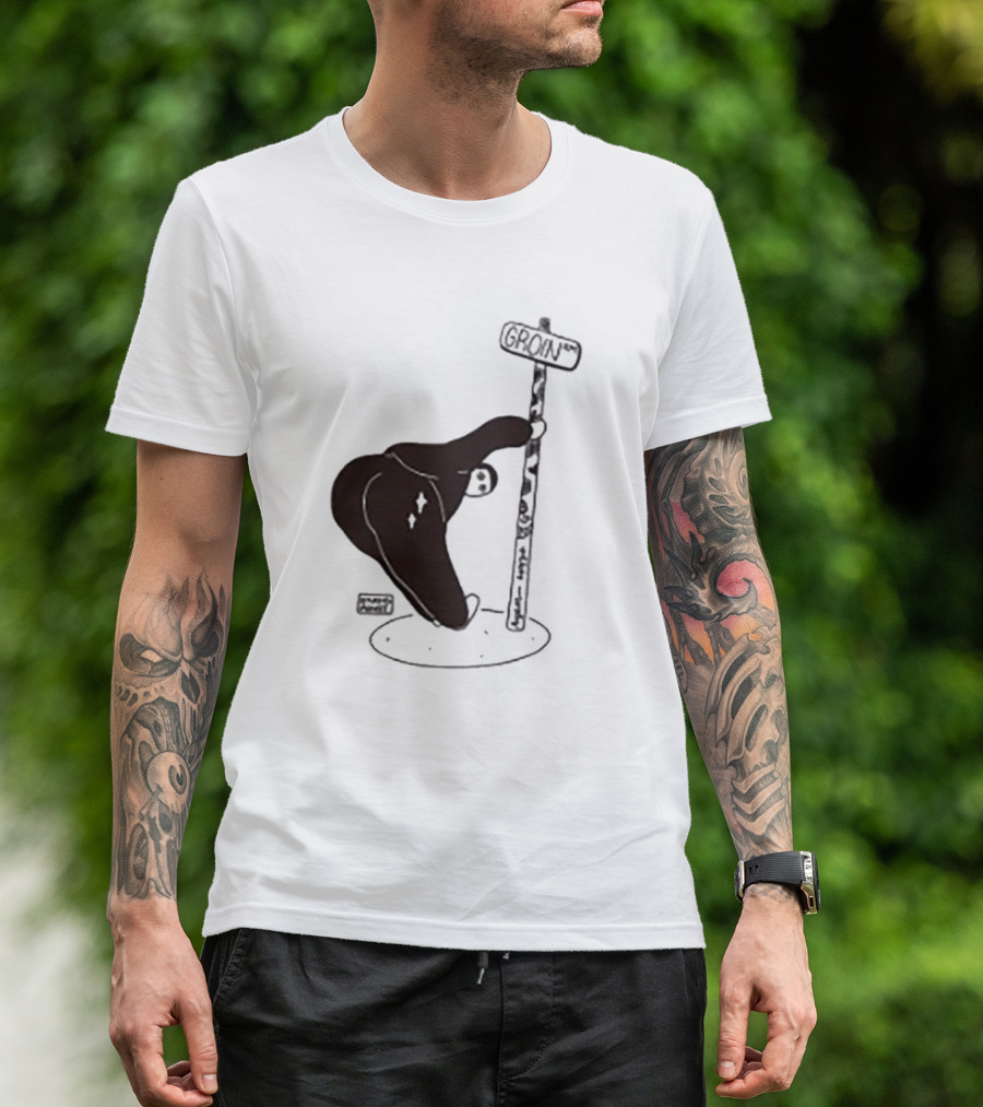 Groin Street Sign With Bandaged Steak Character By Rpwp T-Shirt