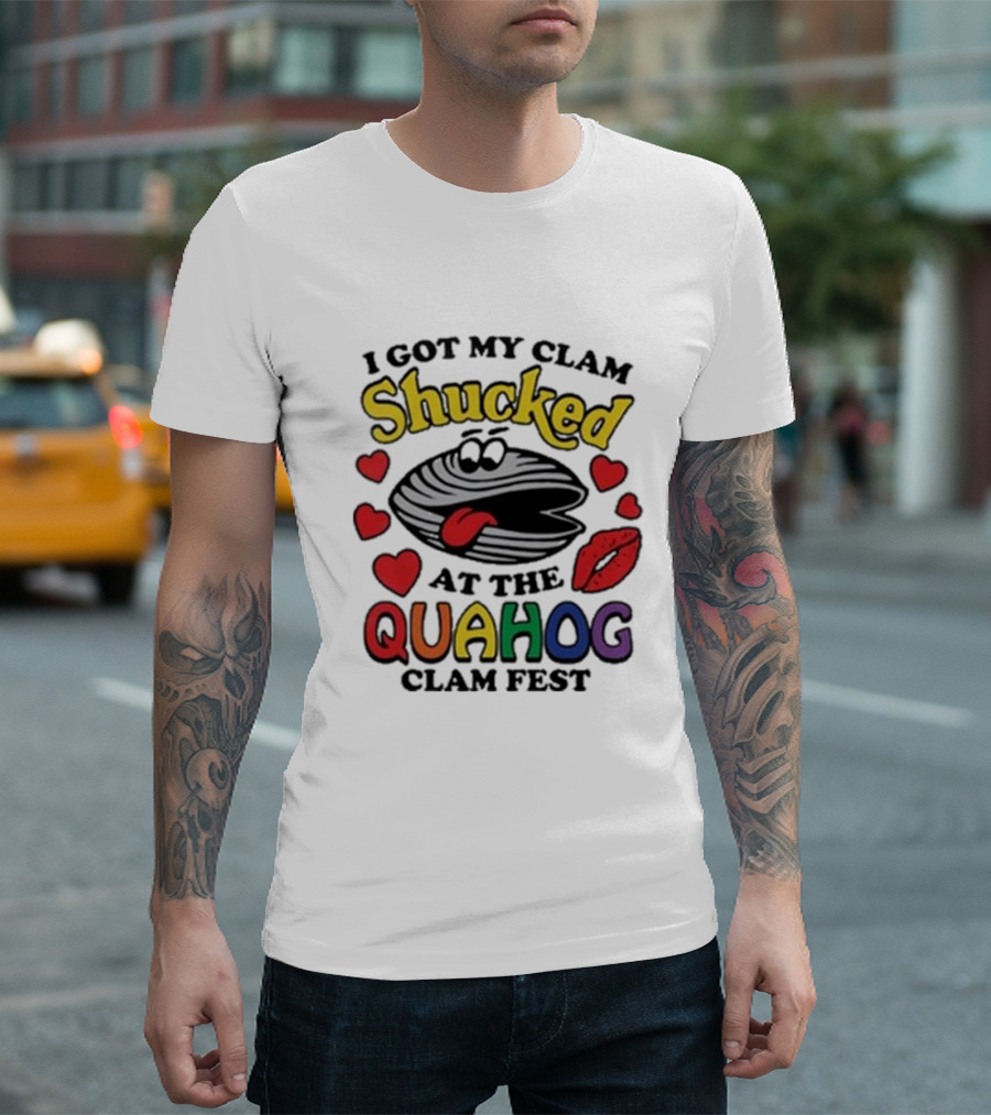 I Got My Clam Shucked At The Quahog Clam Fest Hearts and Lips T-Shirt
